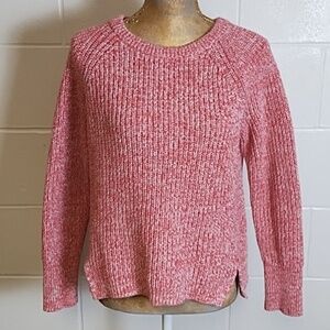 Gap Coral Chunky Cotton Knit Wide Crewneck Sweater